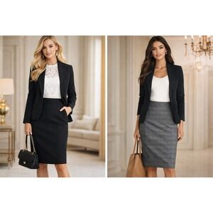 NEW Le Suit Separates Skirt Womens 18 Lot Of 2 Black Plaid Career Preppy Capsule